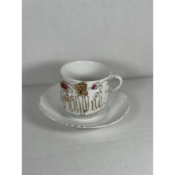 Unbranded Other - Victorian TeaCup/Mug & Saucer Embossed Gold Trim Floral Made In Germany